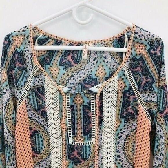Red Camel Blouse Womens Small Boho Tunic Top Sheer Blue Orange Pink White Lavend - Picture 2 of 9